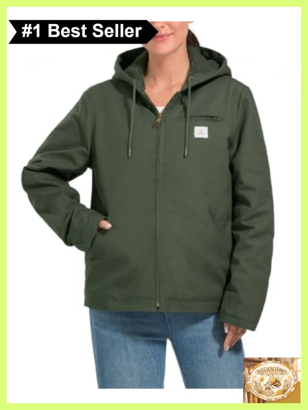 Sherpa Lined Canvas Work Jacket Water Resistant Hooded Winter Coat